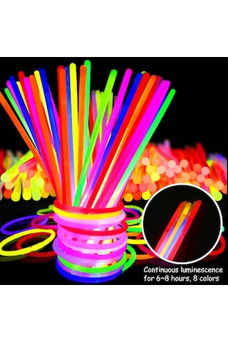 Karanlıkta Yanan Parlayan Fosforlu Glow Stick Çubuk Bileklik 50 Adet Diğer