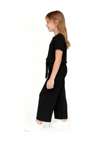 Kız Çocuk Pijama Altı Beli Lastikli Rahat Kalıp Siyah