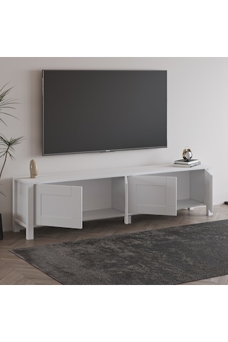 Vachel 4 Kapaklı Modern Tv Sehpası Beyaz