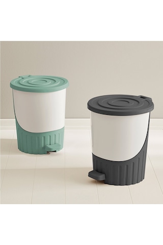 Dünya-01070-867 Pastel- Çöp Kovası Plastik 14lt 315x285x335mm Yeşil Pedallı Lüx - 6'li Paket