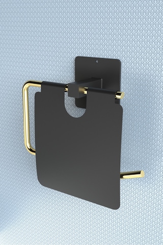 Karteya Yapışkanlı Kapaklı Paslanmaz Gold Tuvalet Kağıdı Tutacağı/tuvalet Wc Kağıtlık Gold