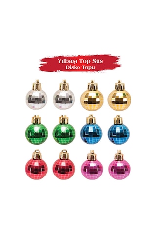 Yılbaşı Top Süs 3 Cm Disko Topu 12 Li