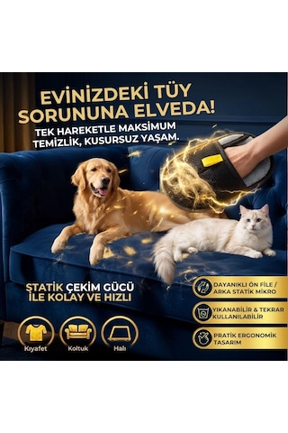 Evcil Hayvan Tüy Temizleme Eldiveni, Statik Mikro Tüy Toplayıcı Kedi Köpek Tüyü İçin Koltuk, Halı Ve Kıyafet Temizleme Eldiveni Bx40