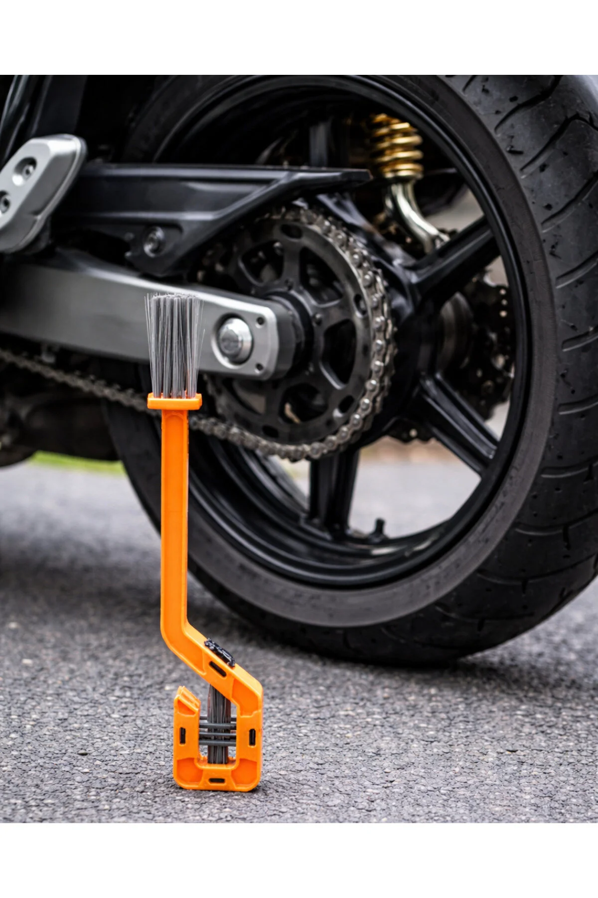 Profesyonel Zincir Temizleme Aparatı 3 Yönlü Fırça Sistemli Motosiklet & Bisiklet Uyumlu