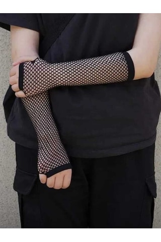 Tezzgelsin Düz Güpürlü Kalın Fileli Ikili Gothic Kolluk Siyah
