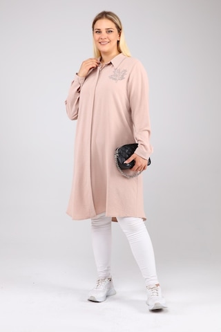 Kadın Büyük Beden Yaprak Baskılı Gömlek Tunik 001