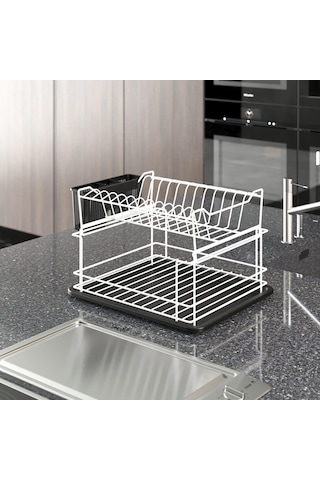 Teknotel İki Katlı Modüler Tabaklık Bulaşıklık Beyaz Kb010