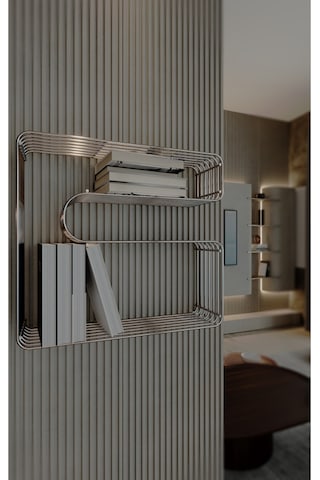 Paslanmaz Metal Duvar Rafı Kitaplık Banyo Düzenleyici Kıvrımlı Tel Kitaplık Ve Mutfak Rafı Gümüş