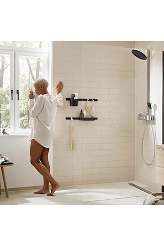 Wallstoris - Saklama Sepeti, Delmeden Duş Rafı, Delmeden Duş Sepeti, Banyo Saklama, Banyo Aksesuarları, Mat Siyah, 27913670 Siyah