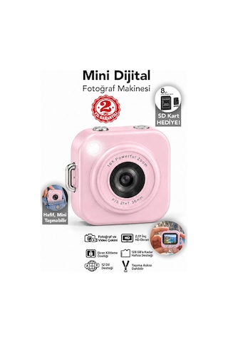 Mimtec Blm-108 Mini Cep Kamera - 2.01" Hd Ekran 1080p Flaşlı Dijital Video Fotoğraf Makinası Pembe