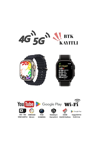 Hk Ultra One 4g/5g Akıllı Saat Sım & Gps Amoled Ekran 4gb Ram 32gb Kameralı & Fitness