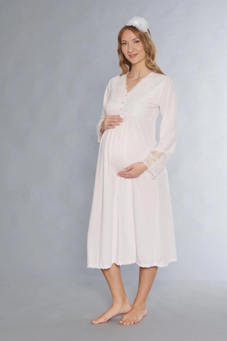 Lohusa Hamile Gecelik Uzun Kol Dantel Detaylı Emzirme Ve Hastane Çıkışı Flz 23-46