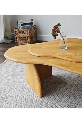 Meltedi Masif Ağaç Tasarım Orta Sehpa 96 X 65cm Teak