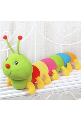 Merty Avm 50 Cm Büyük Rengarenk Peluş Tırtıl - Dolgun Yapılı Bebek Uyku Arkadaşı & Yatak Süsü