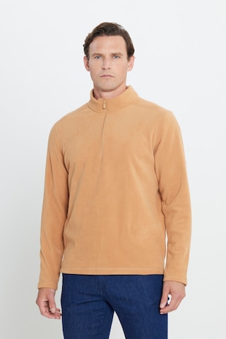 AC&Co / Altınyıldız Classics Anti-Pilling Tüylenme Yapmayan Bato Yaka Erkek Polar Sweatshirt 4A5221100016KRE3XL Karamel