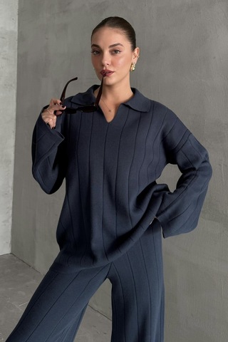 Mavi Polo Yaka Triko Takım - 4588 Lacivert