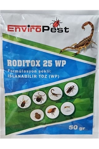 Enviro Pest Roditox 25 Wp Toz Kene Pire Akrep ve Tahtakurusu 50 G Enviro Pest Roditox 25 Wp Toz Kene Pire Akrep ve Tahtakurusu 50 G