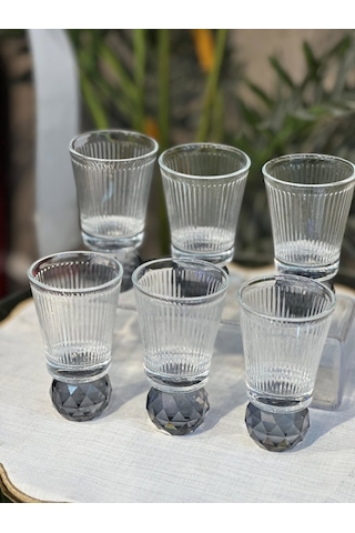 6 Lı Kristal Top Ayaklı Çizgili Kahve Yanı Su & Meşrubat & Sunum Bardağı Füme 6 Lı Kristal Top Ayaklı Çizgili Kahve Yanı Su & Meşrubat & Sunum Bardağı Füme