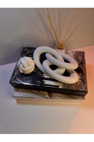 Modern Beyaz Zincir Dekoratif Obje Şık Masa Üstü & Kitaplık Süs Eşyası 14 Cm X 3 Zincir Bloğu