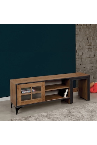 Revival Metal Ayaklı Tv Ünitesi 150 Cm Koyu Meşe