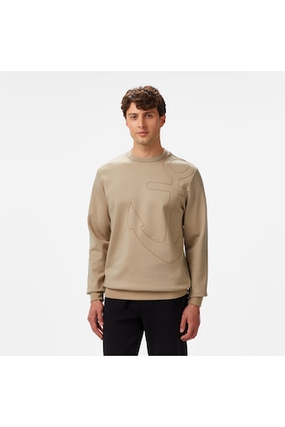 Nautica Erkek Bej Regular Fit Sweatshirt Düz K55009t Bej