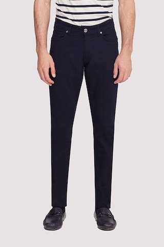 Erkek Lacivert Slim Fit Üst Cep Kanvas Pantolon Lacivert