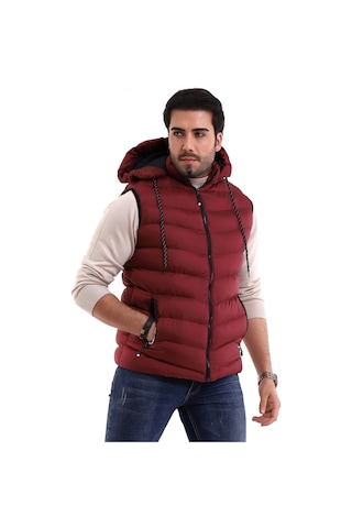 Euromoda Everest Jel Dolgu Çıkartılabilen Fermuarlı Kapüşonlu Erkek Şişme Yelek Bordo