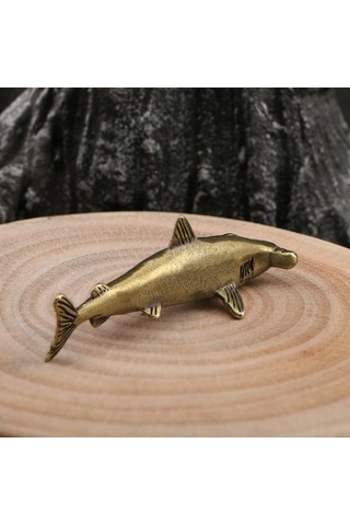 Pazly Yemek Üstü Suntek Pirinç Masa Köpekbalığı Heykeli Evi Çay 5.9cmx1.6cm Un 5.9cmx1.6cm