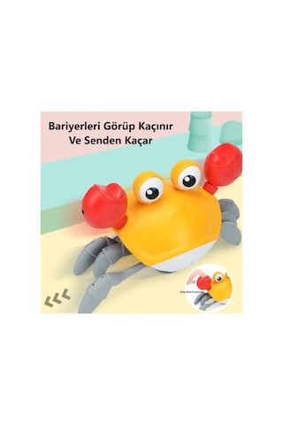 Emeklemeye Ve Yürümeye Yardımcı Şarjlı Çarpma Sensörlü Sağa Ve Sola Hareket Eden Oyuncak Yengeç