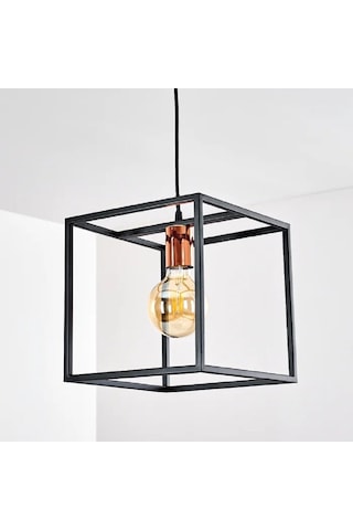 Riolıght Modern1,retro1,rustik1 Küp Metal Tekli Sarkıt Avize 25cm X 25cm Siyah
