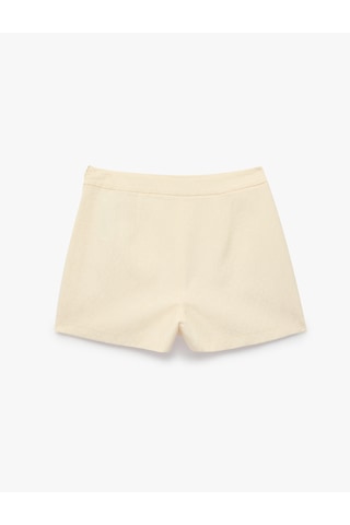 Koton Jakarlı Slim Fit Mini Şort Bej 6sak40437pw Ekru