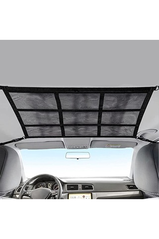 Shineyee "2 Katlı Araç Tavanı Depolama Filesi - 9 Bölmeli Güçlendirilmiş Siyah Model 80x54cm "