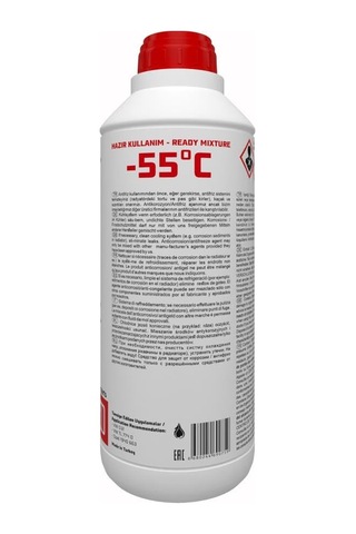 55 / -56 Derece Hazır Karışım 1.5 Litre Kırmızı Organik Antifriz - G12 Üretim Yılı: 2026 Çok Renkli