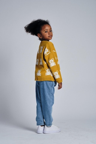 Ayıcık Desenli Hırka T-shirt Denim Pantolon Takım Hardal