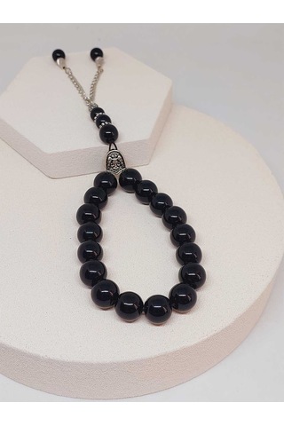 Oniks Onix Taşı Parlak 17lik Efe Tesbih 12mm 51532