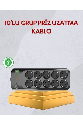 10 Prizli Uzatma Kablosu Termal Koruma Usb Type-c Hızlı Şarj 2500w 0-2