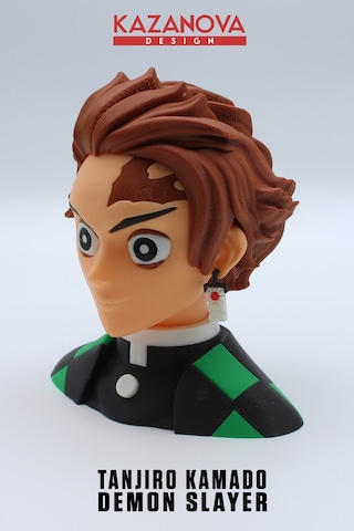 Kazanova Design Tanjiro Kamado Büst Figür 13 Cm Demon Slayer Kimetsu No Yaiba Anime Dekoratif Hediyelik
