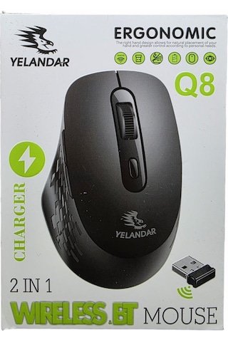 Kablosuz, Şarj Edilebilir 5 Tuşlu Bilgisayar Faresi Q8 - Kablosuz Mouse Ba150-q8