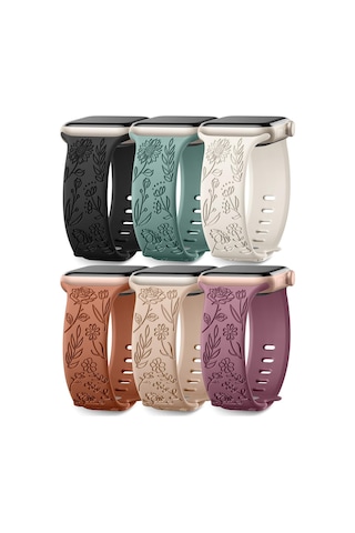 İwatchs9 876se Apple Watch Bileziğine Uygundur Kabartmalı Küçük Gül Silikon Gül - Mavi-gri Gül - Mavi-gri 38/40/41 Mm Çok Renkli