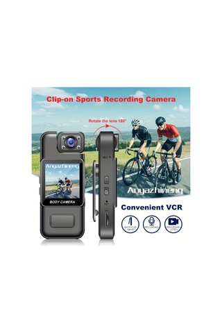 Xuweiwei Anyazhıneng Black Klipsli Spor Kamerası 1080p Fhd 180 Derece Döner Lens 1000mah Pil Döngü Kayıt