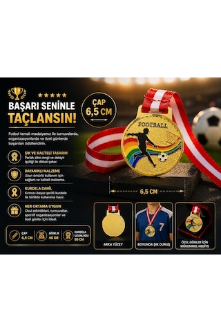 Avessa Mad-fut-1 Futbol Figürlü Madalya 6.5 Cm Çok Renkli