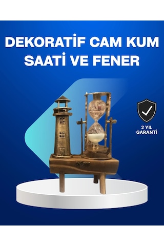 Deniz Feneri Tasarımlı Ahşap Kum Saati Masa Aksesuarı