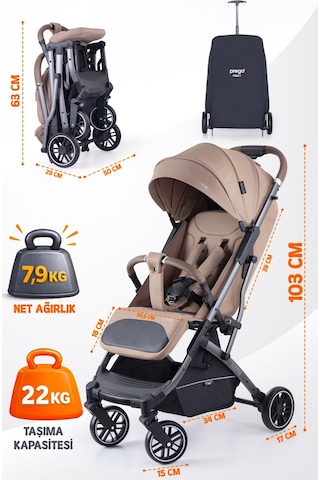 Prego Lotus Pro Kabin Boy Travel Bebek Arabası -tek Elle Katlanır-hafif -uv Tenteli -yağmurluk-örtü-kılıf