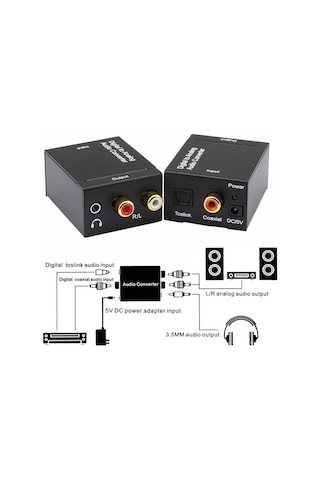 Digital To Analog Stereo Rca Optik Toslink Ses Çevirici Dönüştürücü
