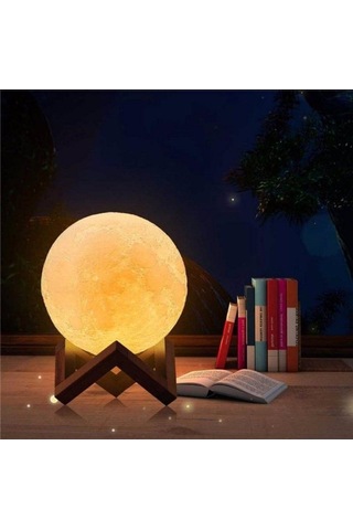 Mobgift 3d Ay 36 Cm Standlı Gece Lambası Sarı/gün Işığı Sarı