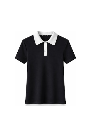 5in1Canpolat Siyah Polo Yaka Garnili Tişört 26286