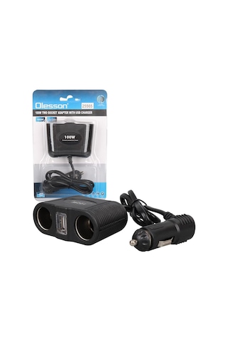 Olesson 1645 12-24v Tek Usb Girişli 100w 70cm Kablolu 2'li Araç Çakmak Çoklayıcı