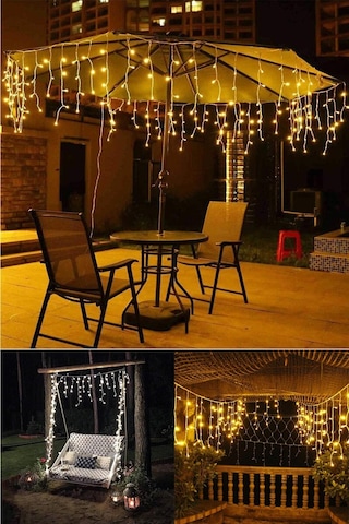 Trendpoint 4 Metre 8 Fonksiyonlu Perde Led 96 Ledli Saçaklı Kablolu Fişli 50 x 60 x 70 CM