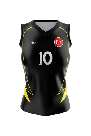 Acr Giyim Voleybol Forması Model 721 - Kişiye Özel İsim Ve Numara Yazılabilir, Dijital Baskı Tasarım Tek Üst Sarı