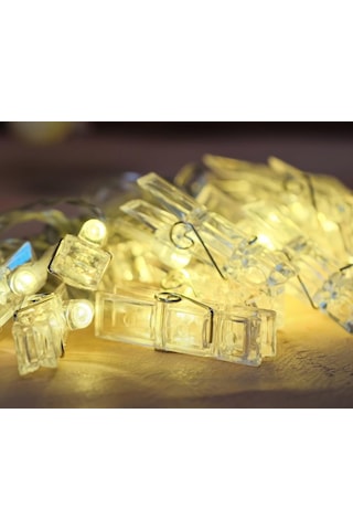 Aeron Mandallı Led Işık Zinciri - 20 Adet Led Işık